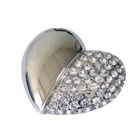 Memoria USB metalica en forma de Corazon con chispitas