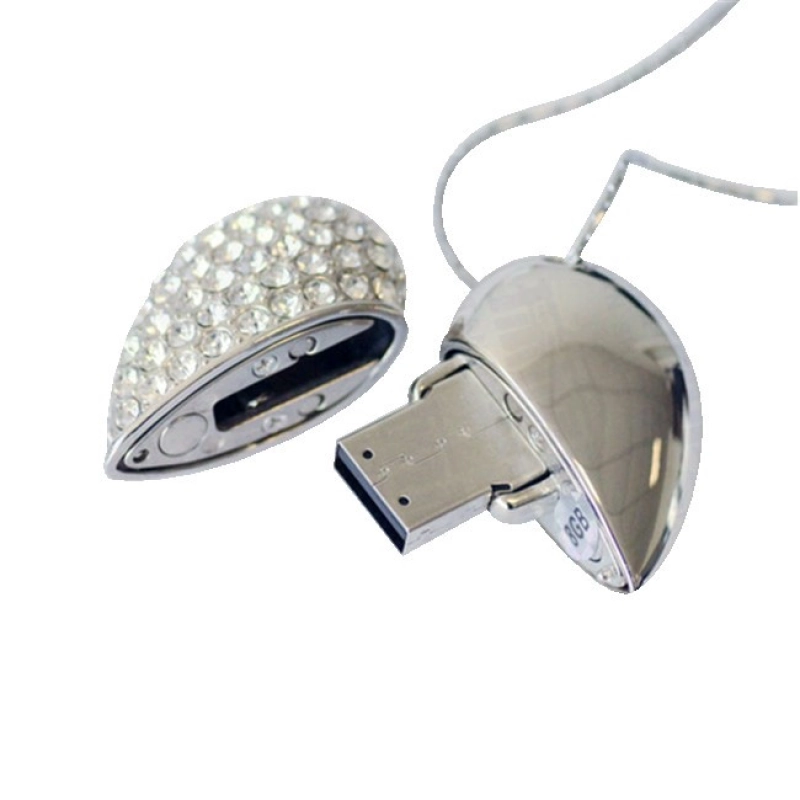 Memoria USB metalica en forma de Corazon con chispitas