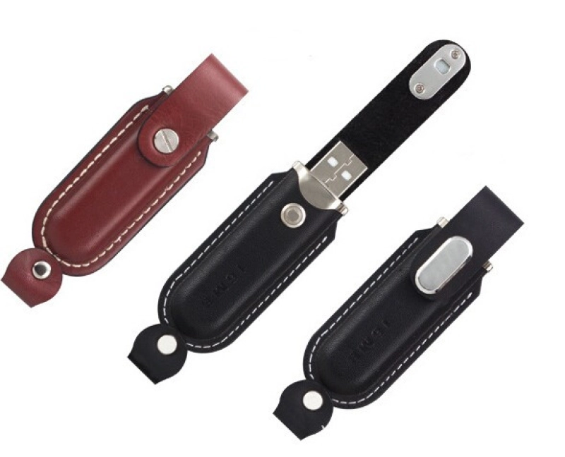 Memoria USB en Cuero y Metal