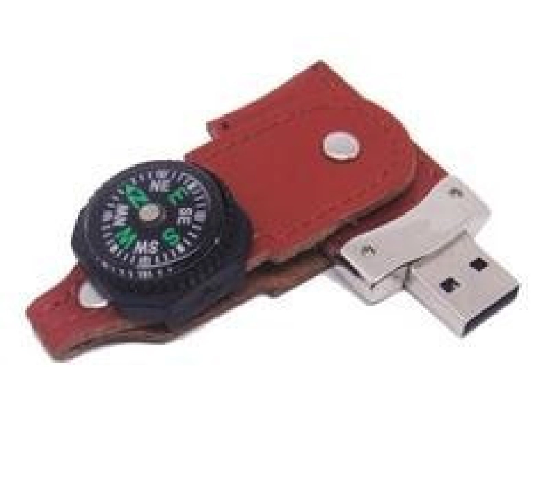 Memoria USB en Cuero con Brujula